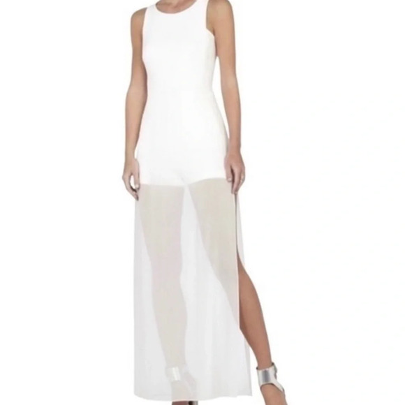 FINAL PRICE  NWT BCBGMaxAzria White Overlay Jumpsuit - Picture 1 of 6